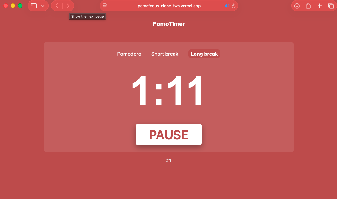 pomotimer app long break screen